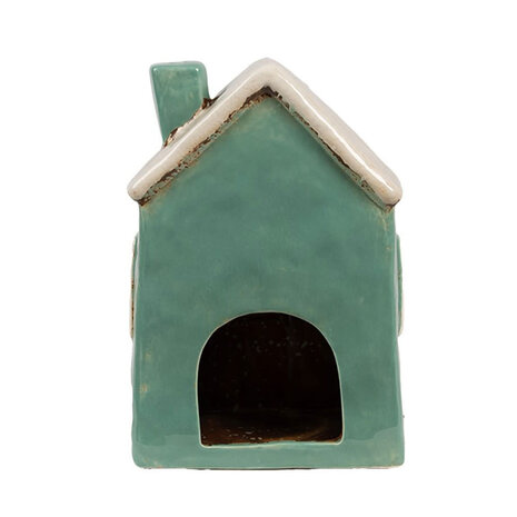 Melting Pot - Waxinelichthouder Huisje Groen Keramiek 13x10x18cm Melting Pot - Waxinelichthouder Huisje Groen Keramiek 13x10x18cm