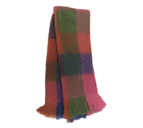 Colmore - Plaid Roze-Groen-Blauw Wol-Acryl 170x130cm met franjes Colmore - Plaid Roze-Groen-Blauw Wol-Acryl 170x130cm met franjes