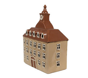 Melting Pot - Waxinelichthouder Huisje Beige Bruin Keramiek 20x10x26cm Melting Pot - Waxinelichthouder Huisje Beige Bruin Keramiek 20x10x26cm
