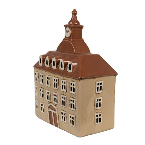Melting Pot - Waxinelichthouder Huisje Beige Bruin Keramiek 20x10x26cm Melting Pot - Waxinelichthouder Huisje Beige Bruin Keramiek 20x10x26cm