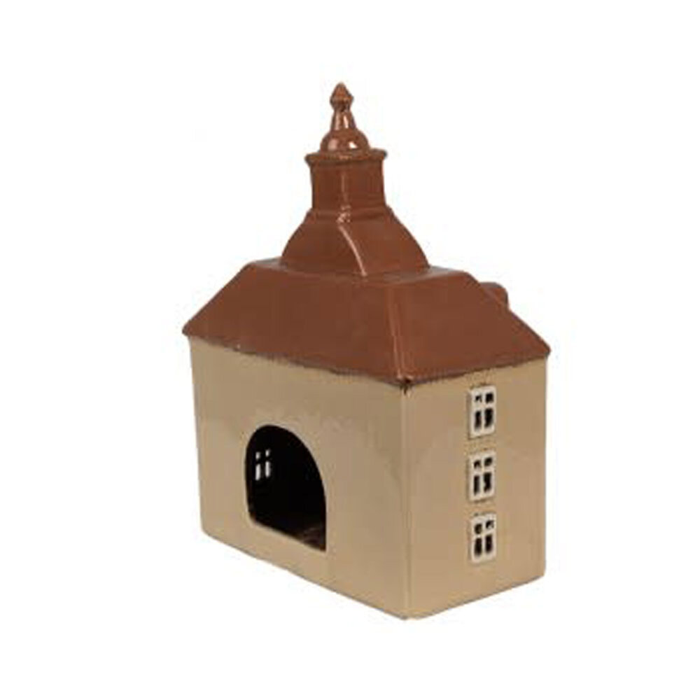 Melting Pot - Waxinelichthouder Huisje Beige Bruin Keramiek 20x10x26cm Melting Pot - Waxinelichthouder Huisje Beige Bruin Keramiek 20x10x26cm