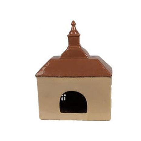 Melting Pot - Waxinelichthouder Huisje Beige Bruin Keramiek 20x10x26cm Melting Pot - Waxinelichthouder Huisje Beige Bruin Keramiek 20x10x26cm