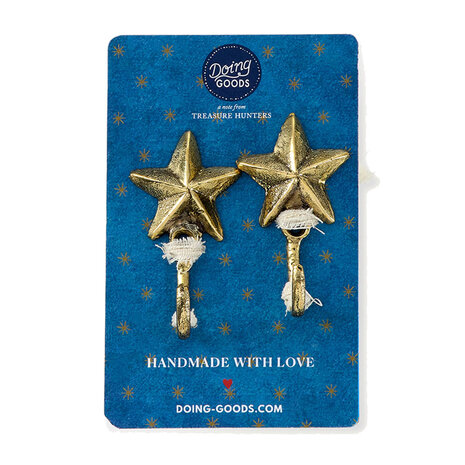 Doing Goods - Wandhaken Supernova Messing 6x4cm Set van 2