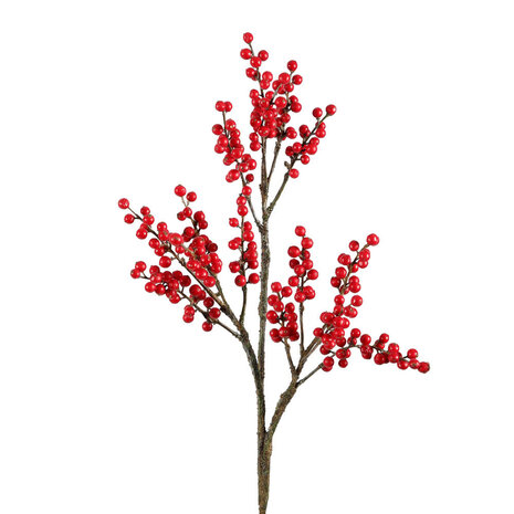 Melting Pot - Kunstbloem Bessen Rood Spray op Tak 81cm Melting Pot - Kunstbloem Bessen Rood Spray op Tak 81cm