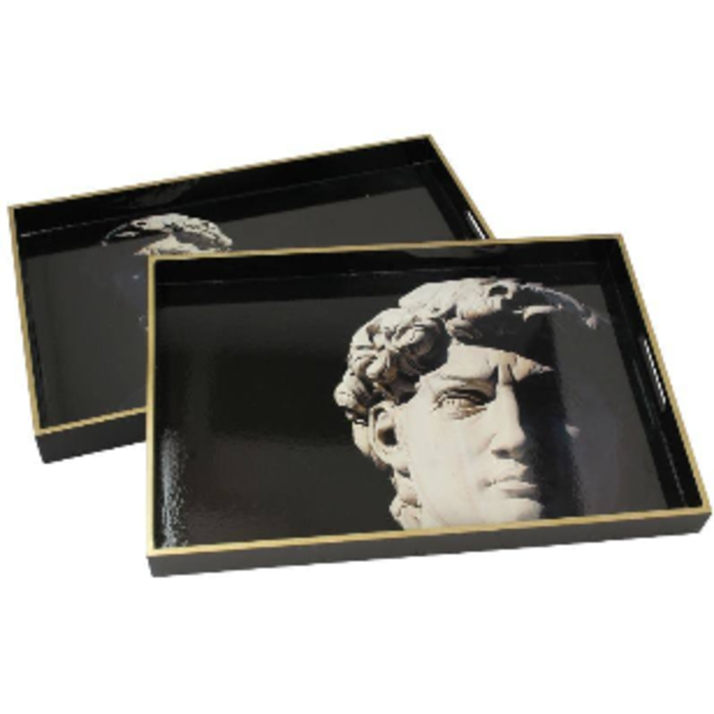 Melting Pot - Dienblad David Zwart-Wit MDF +/-40x30cm