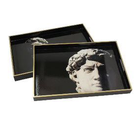 Melting Pot - Dienblad David Zwart-Wit MDF +/-40x30cm