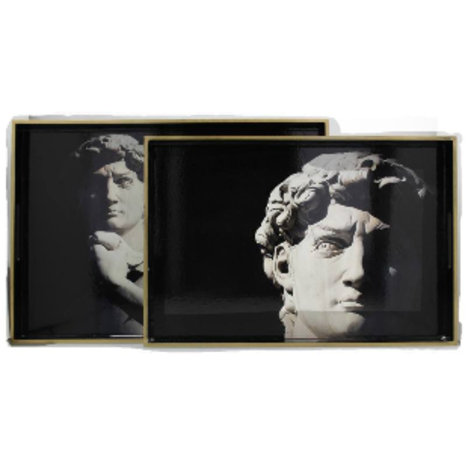 Melting Pot - Dienblad David Zwart-Wit MDF +/-40x30cm