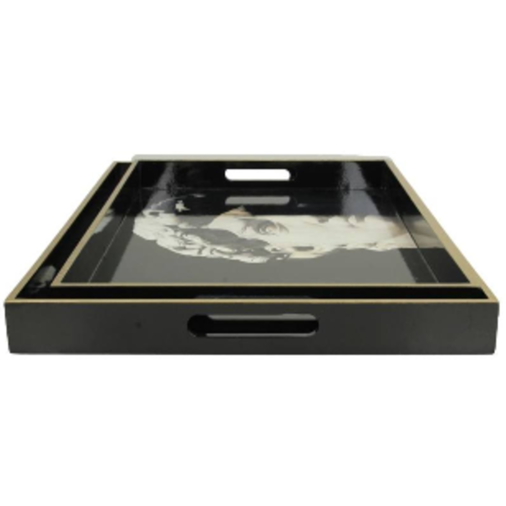 Melting Pot - Dienblad David Zwart-Wit MDF +/-40x30cm