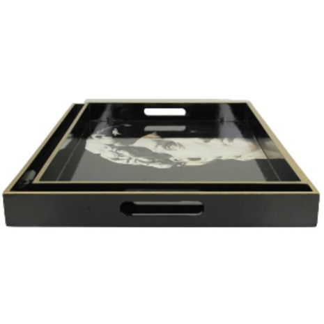 Melting Pot - Dienblad David Zwart-Wit MDF +/-40x30cm