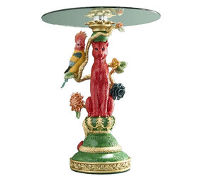 Werns - Bijzet Tafel Luipaard Rood Multicolor 40x51cm Werns - Bijzet Tafel Luipaard Rood Multicolor 40x51cm