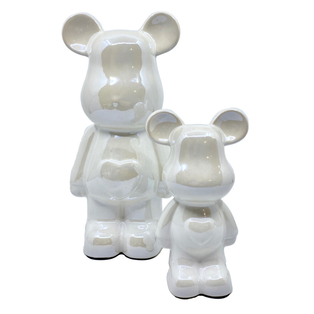 Melting Pot - Beeld Design Teddy Beer Glans Wit Keramiek 28cm