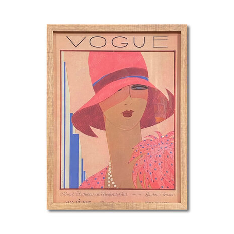 Melting Pot - Poster Vogue Lady with Hat Multicolor 32x42cm ingelijst Melting Pot - Poster Vogue Lady with Hat Multicolor 32x42cm ingelijst