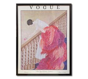 Melting Pot - Poster Vogue Lady on Stairs Multicolor 62x82cm ingelijst