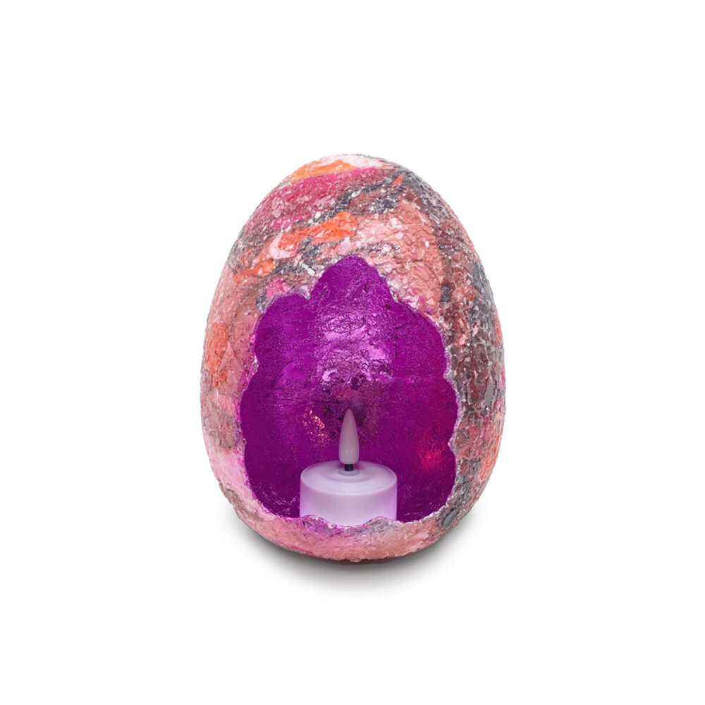 Colmore - Waxinelichthouder Paasei Fuchsia Mozaïek Metaal 12x15cm