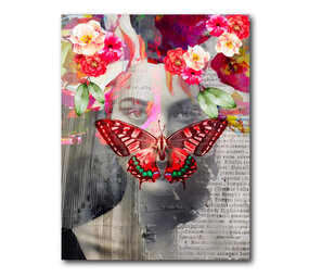 Melting Pot - Schilderij Vrouw met Vlinder Multicolor op Canvas 60x90cm Melting Pot - Schilderij Vrouw met Vlinder Multicolor op Canvas 60x90cm