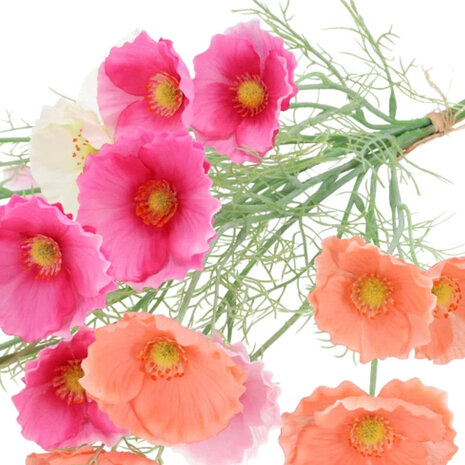 Melting Pot - Kunstbloemen Boeket Klaprozen Multicolor 60cm