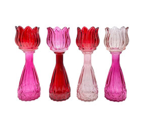 Melting Pot - Vaasje Tulp Pink Mix Glas 7x22cm in 4 kleuren Melting Pot - Vaasje Tulp Pink Mix Glas 7x22cm in 4 kleuren
