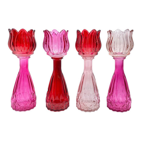 Melting Pot - Vaasje Tulp Pink Mix Glas 7x22cm in 4 kleuren Melting Pot - Vaasje Tulp Pink Mix Glas 7x22cm in 4 kleuren