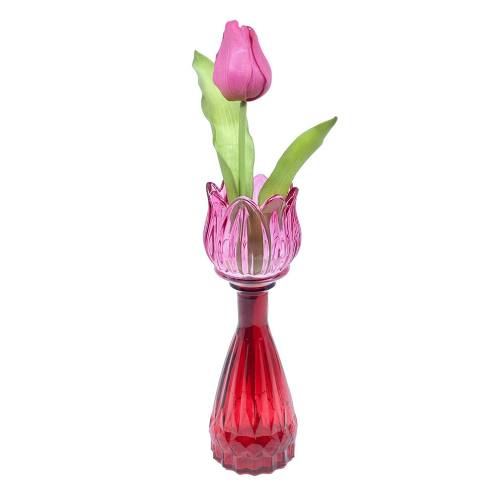 Melting Pot - Vaasje Tulp Pink Mix Glas 7x22cm in 4 kleuren Melting Pot - Vaasje Tulp Pink Mix Glas 7x22cm in 4 kleuren