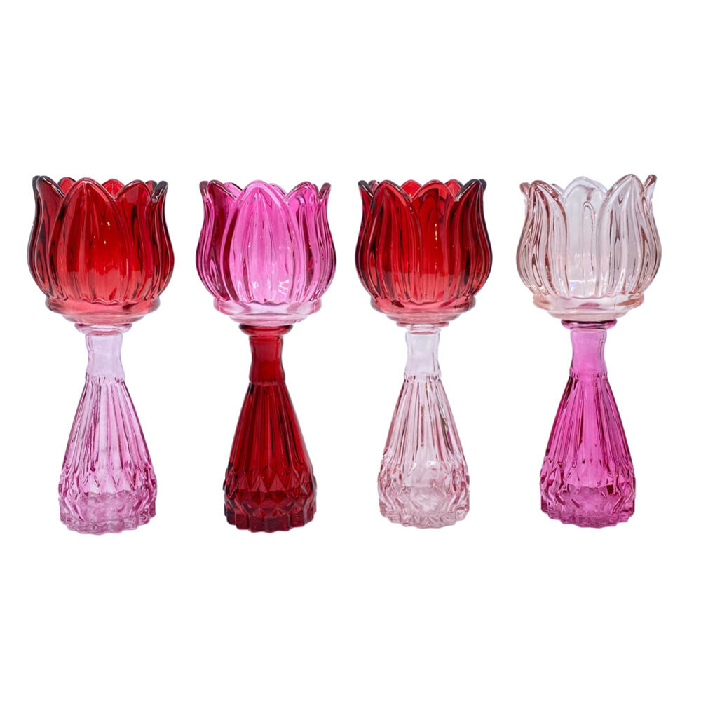 Melting Pot - Vaasje Tulp Pink Mix Glas 7x18cm in 4 kleuren Melting Pot - Vaasje Tulp Pink Mix Glas 7x18cm in 4 kleuren