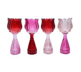 Melting Pot - Vaasje Tulp Pink Mix Glas 7x18cm in 4 kleuren Melting Pot - Vaasje Tulp Pink Mix Glas 7x18cm in 4 kleuren