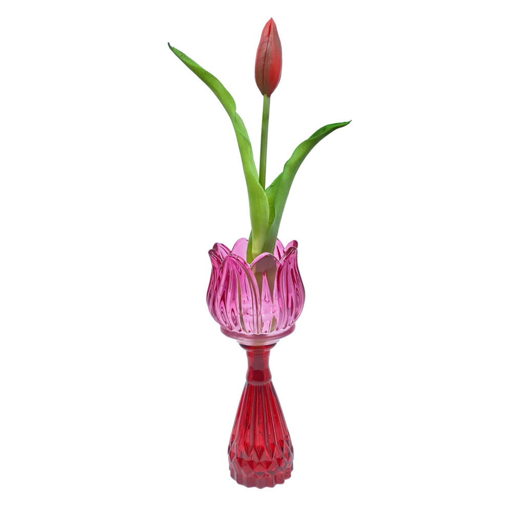 Melting Pot - Vaasje Tulp Pink Mix Glas 7x18cm in 4 kleuren Melting Pot - Vaasje Tulp Pink Mix Glas 7x18cm in 4 kleuren