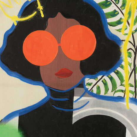 Melting Pot - Schilderij Lady with Orange Sunglasses op Canvas 75x100cm