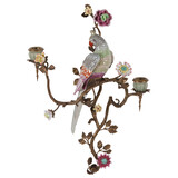 Melting Pot Exclusive - Wand Kandelaar Papegaai met Bloemen Porselein 27x48cm Melting Pot Exclusive - Wand Kandelaar Papegaai met Bloemen Porselein 27x48cm