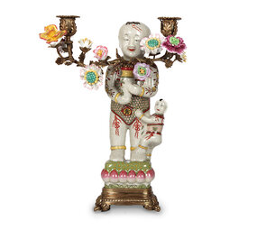 Melting Pot Exclusive - Kandelaar Chinees Beeld Multicolor Porselein 27x34cm links Melting Pot Exclusive - Kandelaar Chinees Beeld Multicolor Porselein 27x34cm links