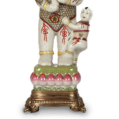 Melting Pot Exclusive - Kandelaar Chinees Beeld Multicolor Porselein 27x34cm links