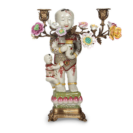 Melting Pot Exclusive - Kandelaar Chinees Beeld Multicolor Porselein 27x34cm rechts Melting Pot Exclusive - Kandelaar Chinees Beeld Multicolor Porselein 27x34cm rechts