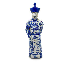 Melting Pot - Beeld Chinese Keizer Vader Staand Blauw Wit 12x45cm Melting Pot - Beeld Chinese Keizer Vader Staand Blauw Wit 12x45cm