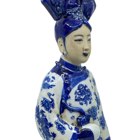 Melting Pot - Beeld Chinese Keizerin met Pijp Porselein 8x33cm