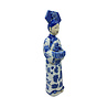 Melting Pot - Handgemaakt Beeld Chinese Keizerin met Theeservies Blauw-Wit Porselein 8x32cm