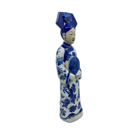 Melting Pot - Handgemaakt Beeld Chinese Keizerin met Spiegel Blauw-Wit Porselein 8x32cm Melting Pot - Handgemaakt Beeld Chinese Keizerin met Spiegel Blauw-Wit Porselein 8x32cm
