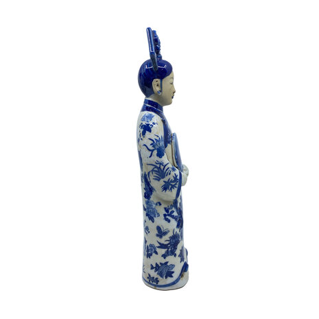 Melting Pot - Handgemaakt Beeld Chinese Keizerin met Spiegel Blauw-Wit Porselein 8x32cm Melting Pot - Handgemaakt Beeld Chinese Keizerin met Spiegel Blauw-Wit Porselein 8x32cm