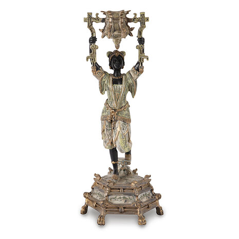 Melting Pot Exclusive - Kandelaar Afrikaanse Vrouw  Metaal Multicolor 13x36cm