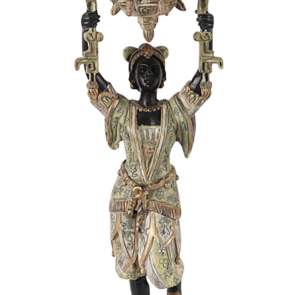 Melting Pot Exclusive - Kandelaar Afrikaanse Vrouw  Metaal Multicolor 13x36cm