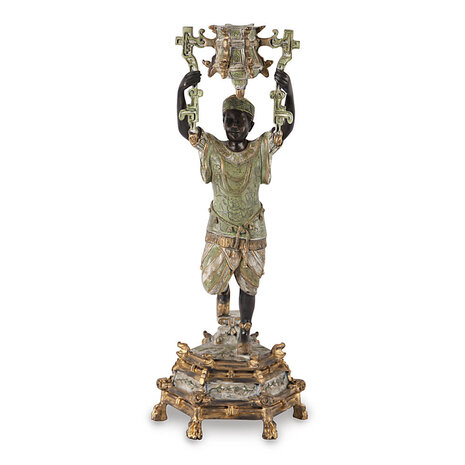 Melting Pot Exclusive - Kandelaar Afrikaanse Man Multicolor Messing 13x36cm