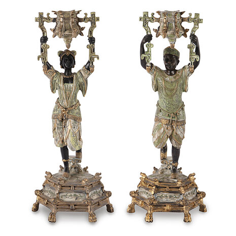 Melting Pot Exclusive - Kandelaar Afrikaanse Man Multicolor Messing 13x36cm