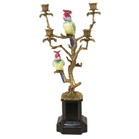 Melting Pot Exclusive - Kandelaar Papegaaien Porselein 17x58cm 4-armen Melting Pot Exclusive - Kandelaar Papegaaien Porselein 17x58cm 4-armen