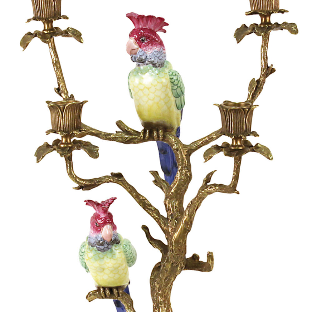 Melting Pot Exclusive - Kandelaar Papegaaien Porselein 17x58cm 4-armen Melting Pot Exclusive - Kandelaar Papegaaien Porselein 17x58cm 4-armen