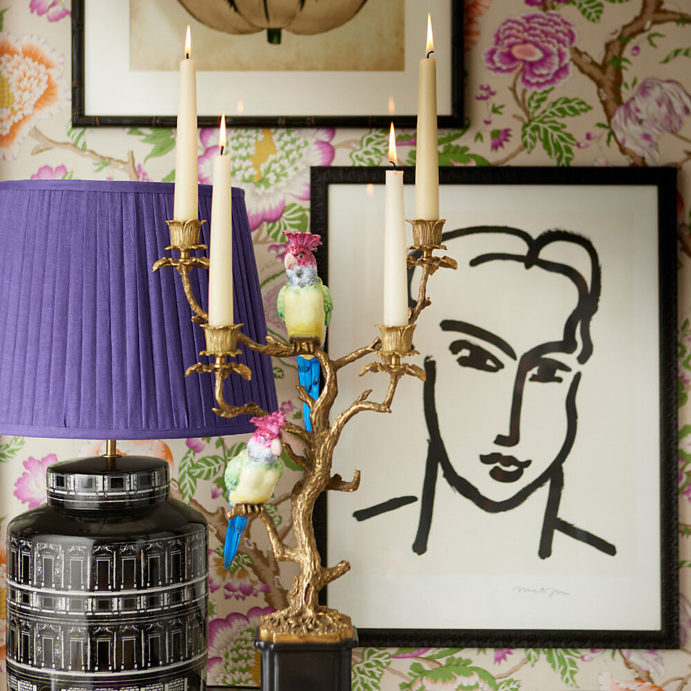 Melting Pot Exclusive - Kandelaar Papegaaien Porselein 17x58cm 4-armen Melting Pot Exclusive - Kandelaar Papegaaien Porselein 17x58cm 4-armen