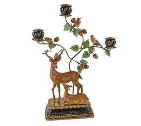 Werns - Kandelaar Hertjes en Vogels Metaal 37x46cm 3-armen Werns - Kandelaar Hertjes en Vogels Metaal 37x46cm 3-armen