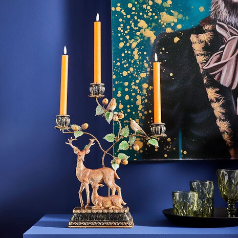Werns - Kandelaar Hertjes en Vogels Metaal 37x46cm 3-armen
