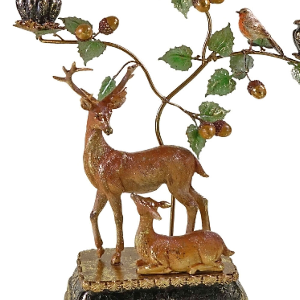 Werns - Kandelaar Hertjes en Vogels Multicolor Goud van Polyresin en Metaal 37x46x12cm met 3 Armen Werns - Kandelaar Hertjes en Vogels Multicolor Goud van Polyresin en Metaal 37x46x12cm met 3 Armen