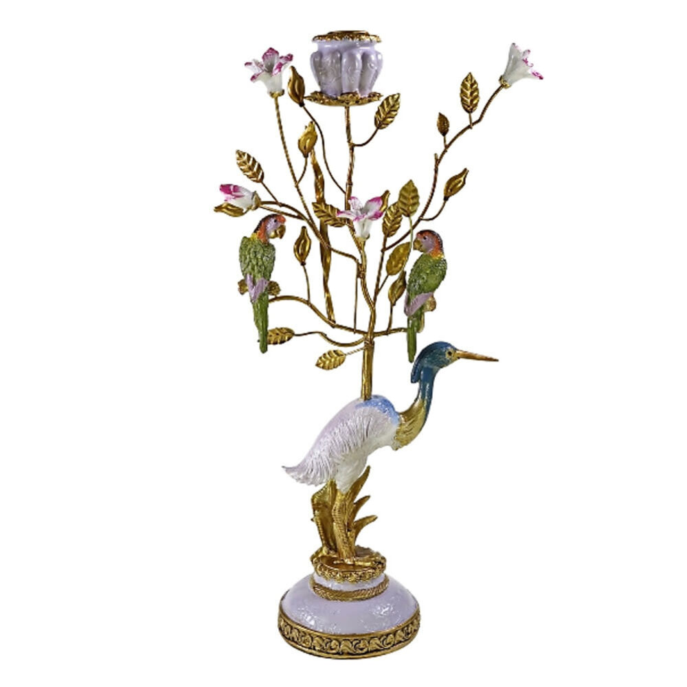 Werns - Kandelaar Reiger en Papegaaien Metaal 25x44cm Werns - Kandelaar Reiger en Papegaaien Metaal 25x44cm