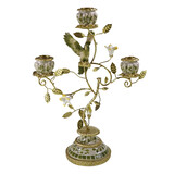 Werns - Kandelaar Papegaai Groen/Wit Metaal 31x39cm 3-armen Werns - Kandelaar Papegaai Groen/Wit Metaal 31x39cm 3-armen