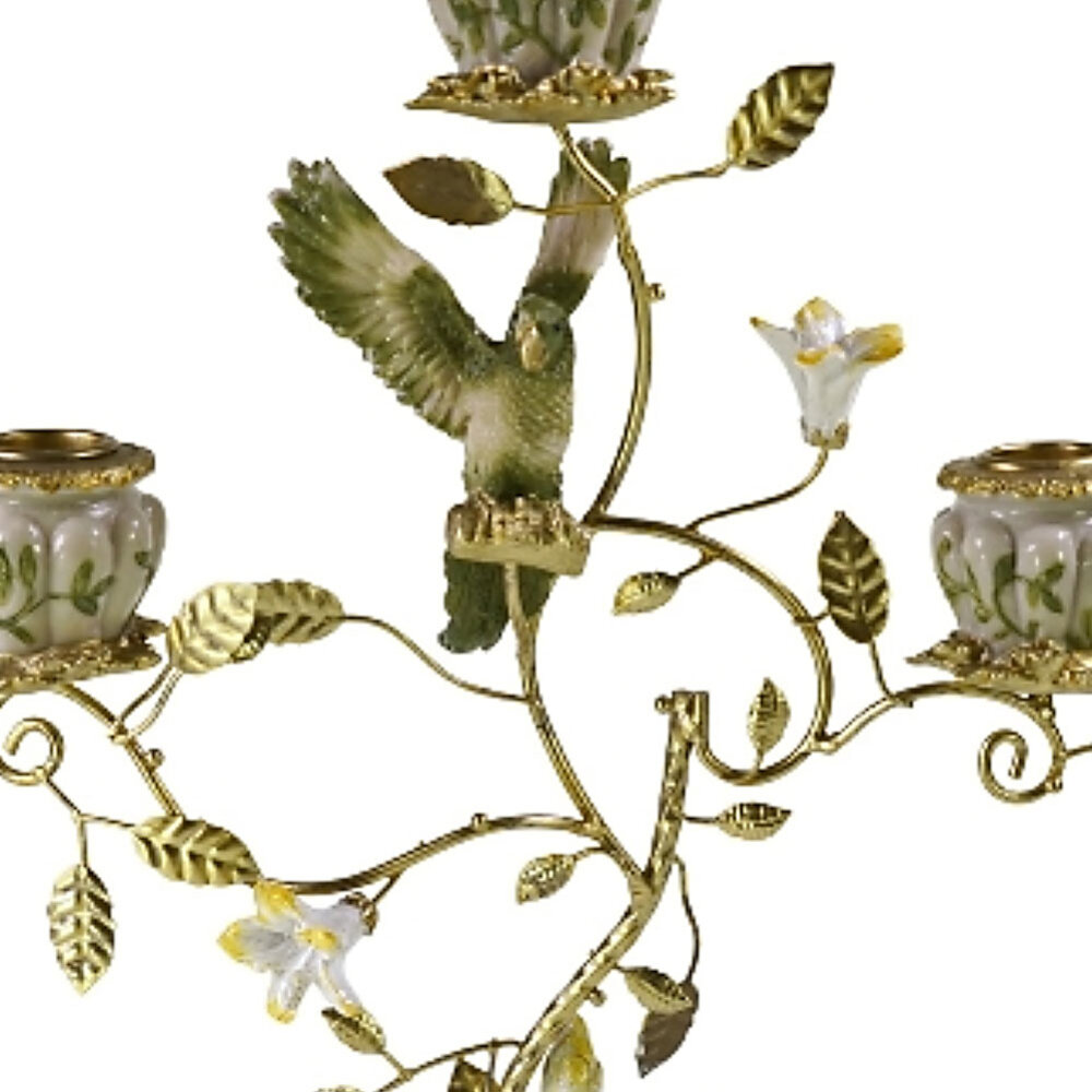 Werns - Kandelaar Papegaai Groen/Wit Metaal 31x39cm 3-armen Werns - Kandelaar Papegaai Groen/Wit Metaal 31x39cm 3-armen