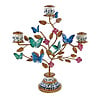 Werns - Kandelaar Vlinders Blauw-Jade-Roze Goud 35x39cm 3-Armen